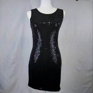 A.J. Bari Black Sequin Party Dress S
